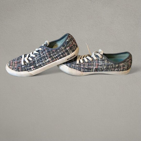 Anthropologie SeaVees Sneakers Tweed Grey Silver Pastel Multi Monterey (8.5) - Picture 3 of 7